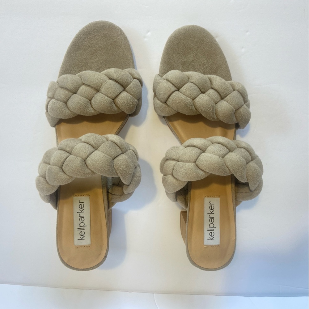 KELLPARKER Micaela Braided Block Heels| Taupe Grey| Size 9